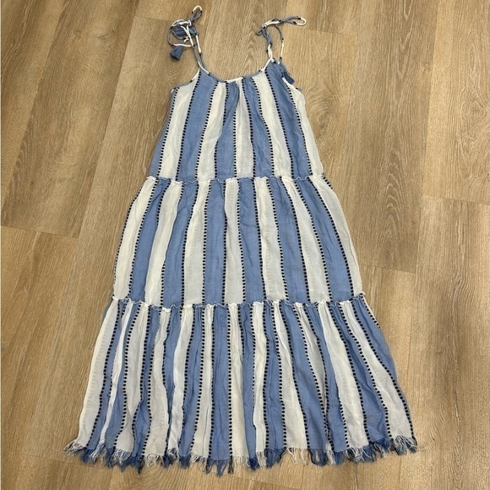 Blue Island striped midi dress